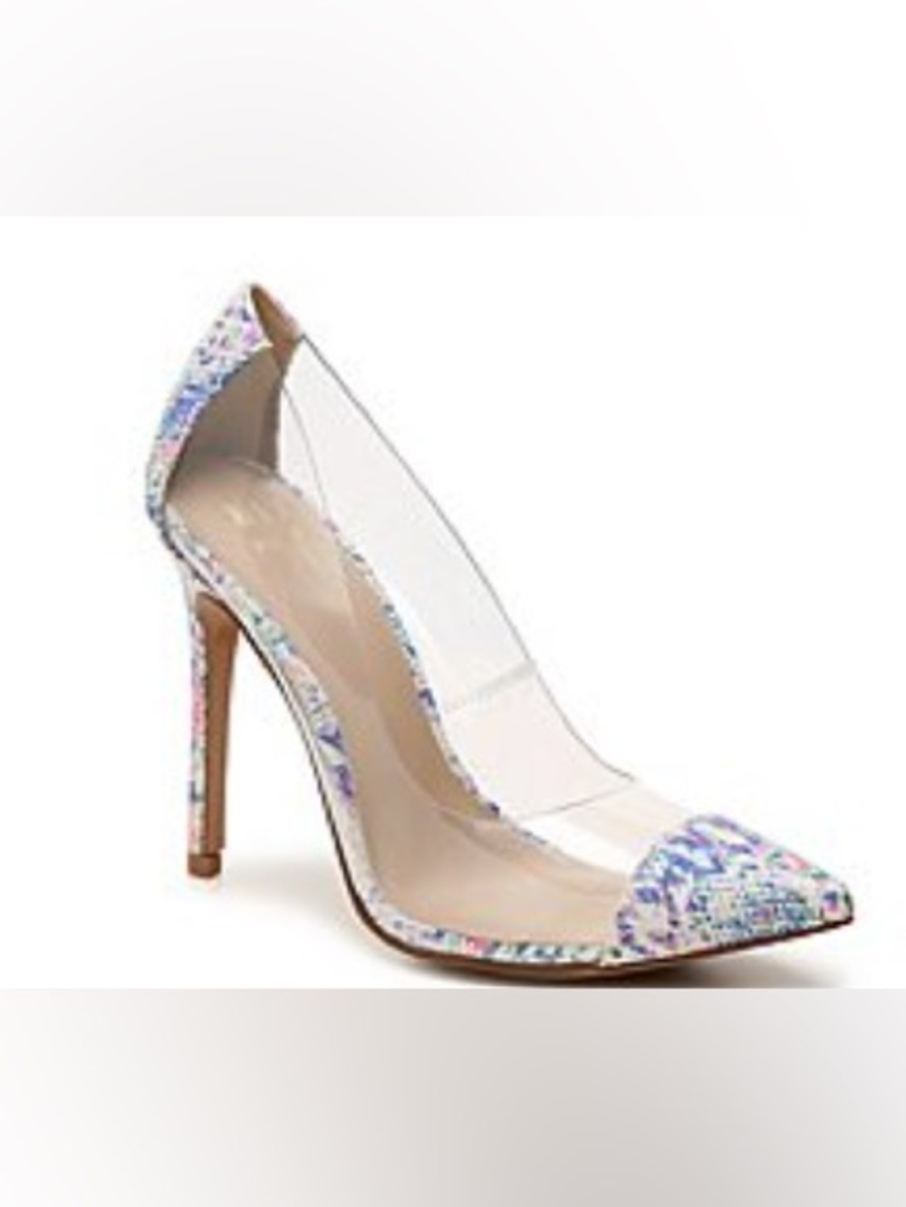 Mix NO. 6 Aracely Clear Lucite and Reptile embossed pointed toe stiletto heel